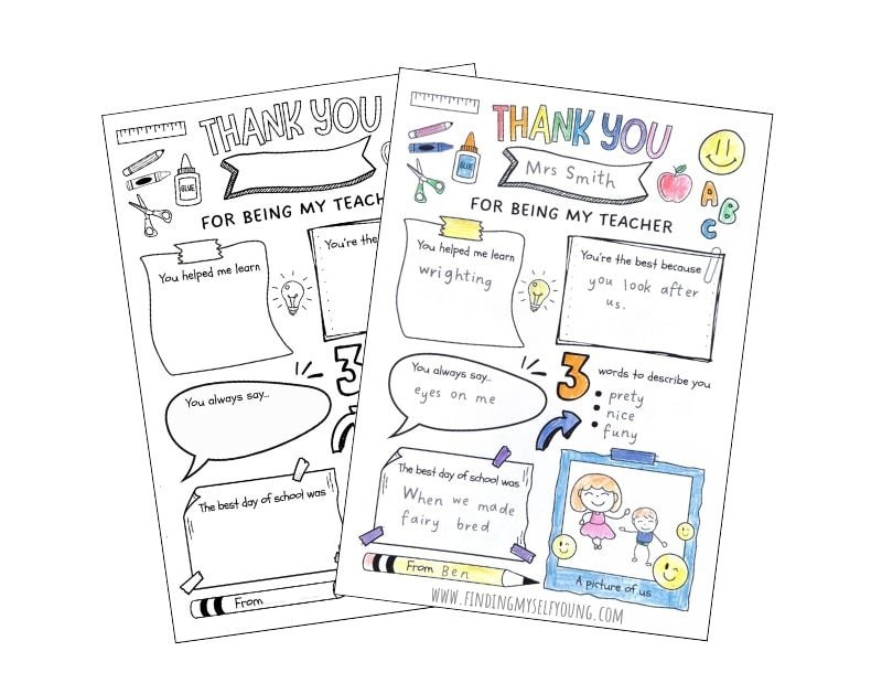 free printable thankyou for being my teacher colouring page.